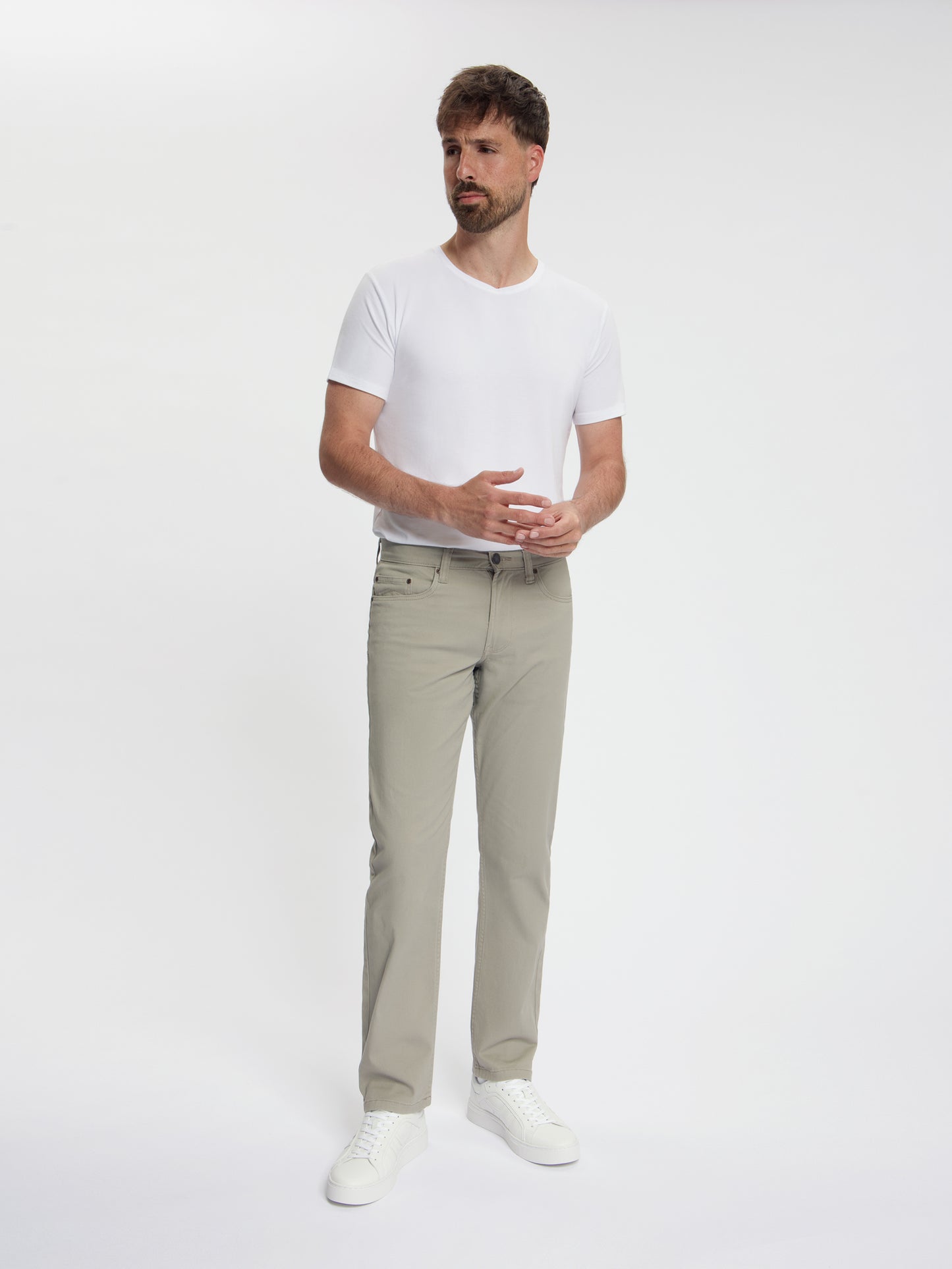 MASKOVICK - Clinton- Heren - Twill - Stretch Broek - Regular Fit - Beige