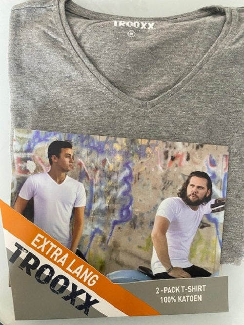 TROOXX heren T-shirt V-neck - Extra Lang - 6-pack