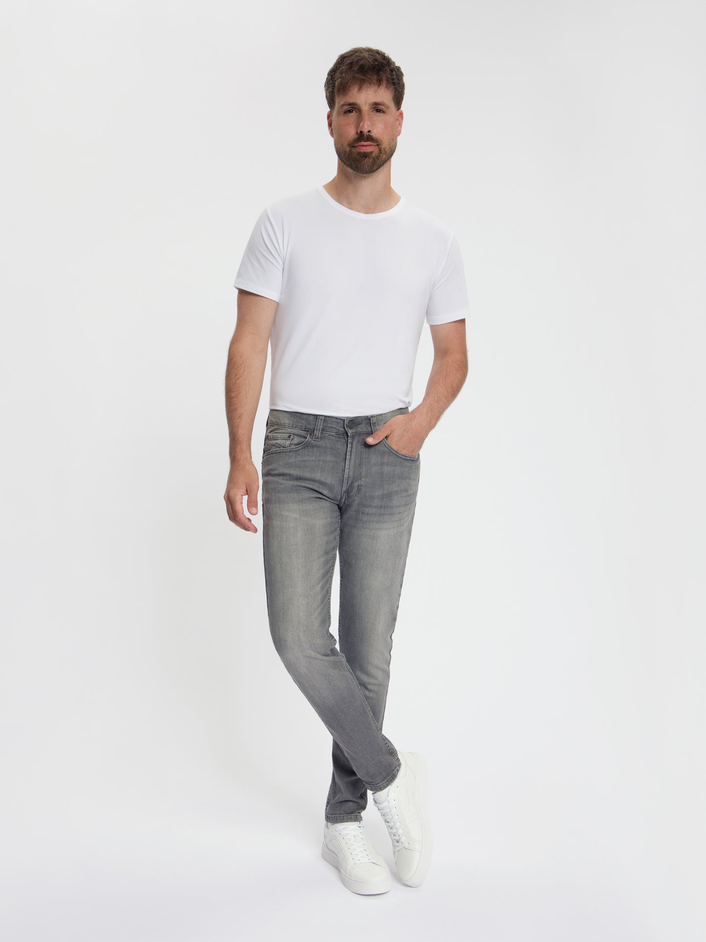 MASKOVICK - Milano - Slim Fit - Heren Jeans – Stretch - Denim Broek – Grey Used –